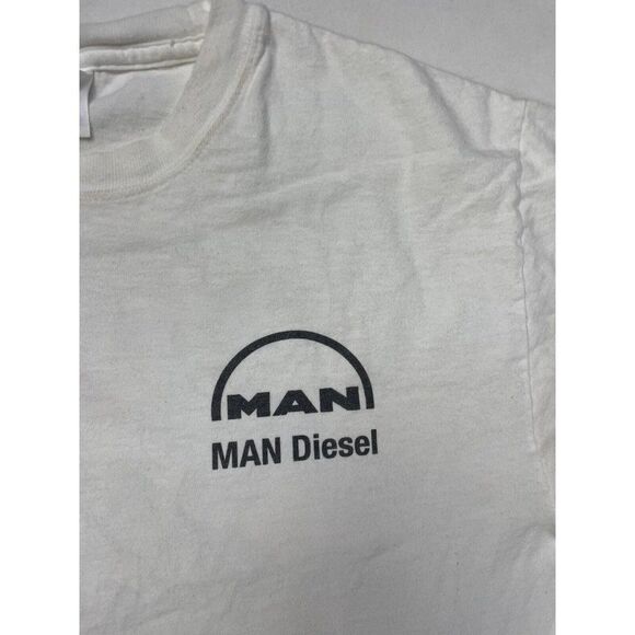 Man Diesel 48/60 CR Engine Graphic T-shirt Men Medium White Short Sleeve - Picture 5 of 11